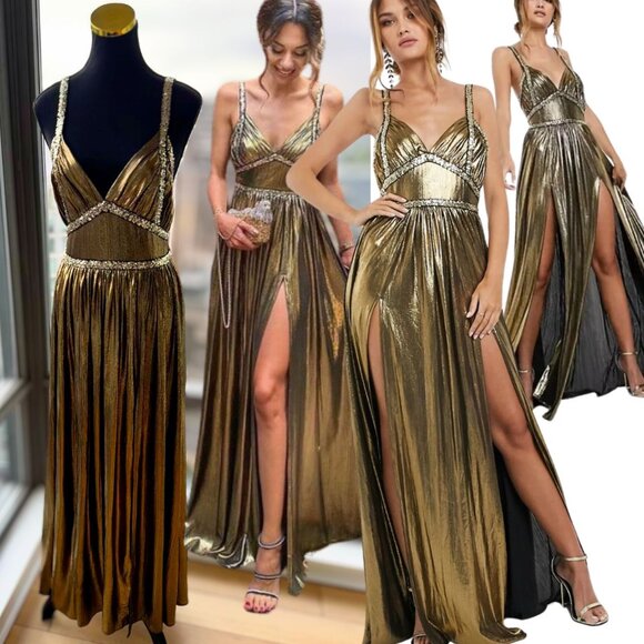 Bronx and Banco Dresses & Skirts - 🆕 BRONX & BANCO 🧿 NWOT Star Metallic Maxi Dress w Dramatic Slits -  Sz S US 4